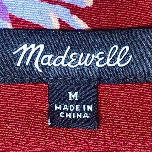 Madewell Novel Mini Dress in Bird of Paradise in Burgundy/Pink/Gold Women’s M - Picture 8 of 9